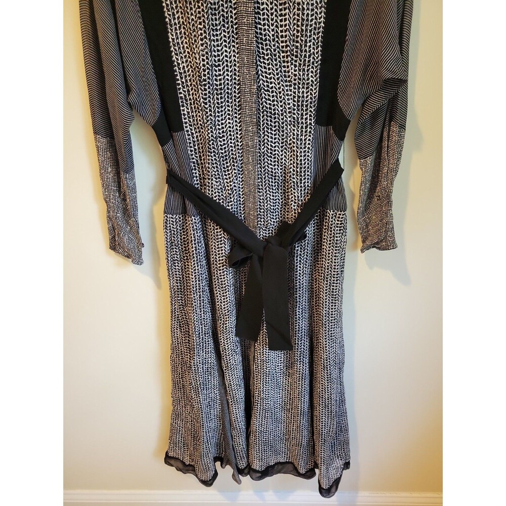 Reiss Tanis Mixed Print Midi Dress Belted Black Long Sleeve US 6 Career Chic - Picture 4 of 11